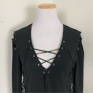 Vintage Frederick's of Hollywood Lace Up Jumpsuit Womens L Rock Goth One Piece